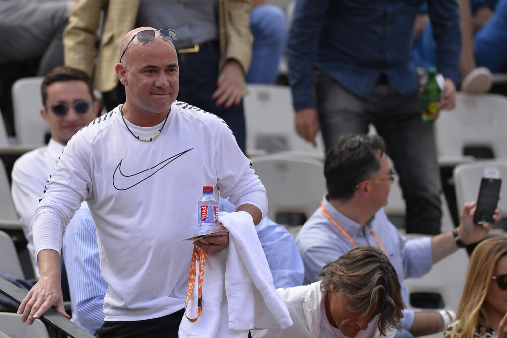 Andre Agassi reacts during the 2017 French Open