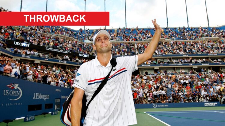 Image of Andy Roddick waving goodbye to the crowd after playing the final match of his career at the 2012 US Open