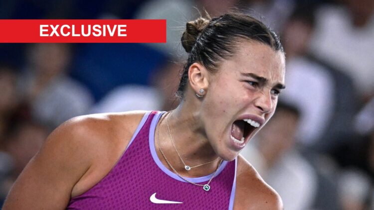 Image of Aryna Sabalenka celebrating during the 2024 Wuhan Open semifinals