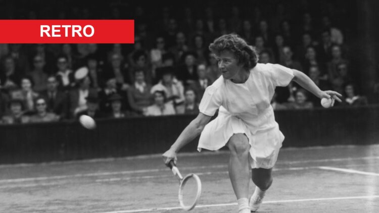 Image of Dorothy Cheney in action at Wimbledon in 1946