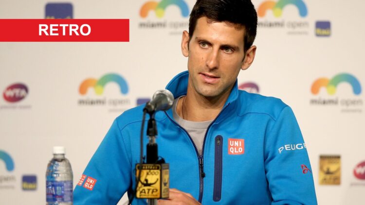 Image of Novak Djokovic speaking to the media ahead of the 2016 Miami Open