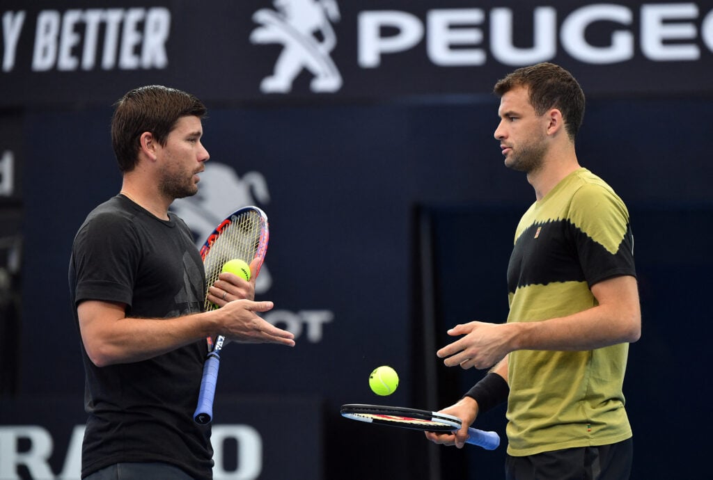 Grigor Dimitrov talks with Daniel Vallverdu.
