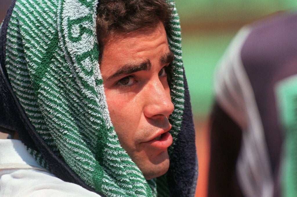 Pete Sampras reacts during the 1996 French Open