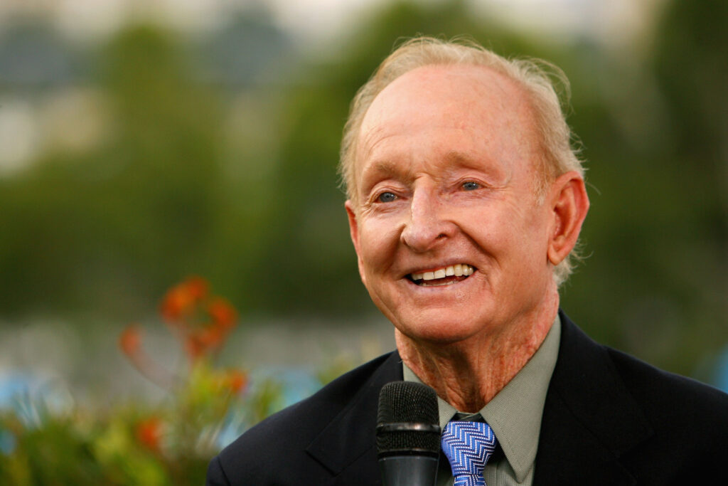 Rod Laver speaks to the media during the 2012 Australian Open