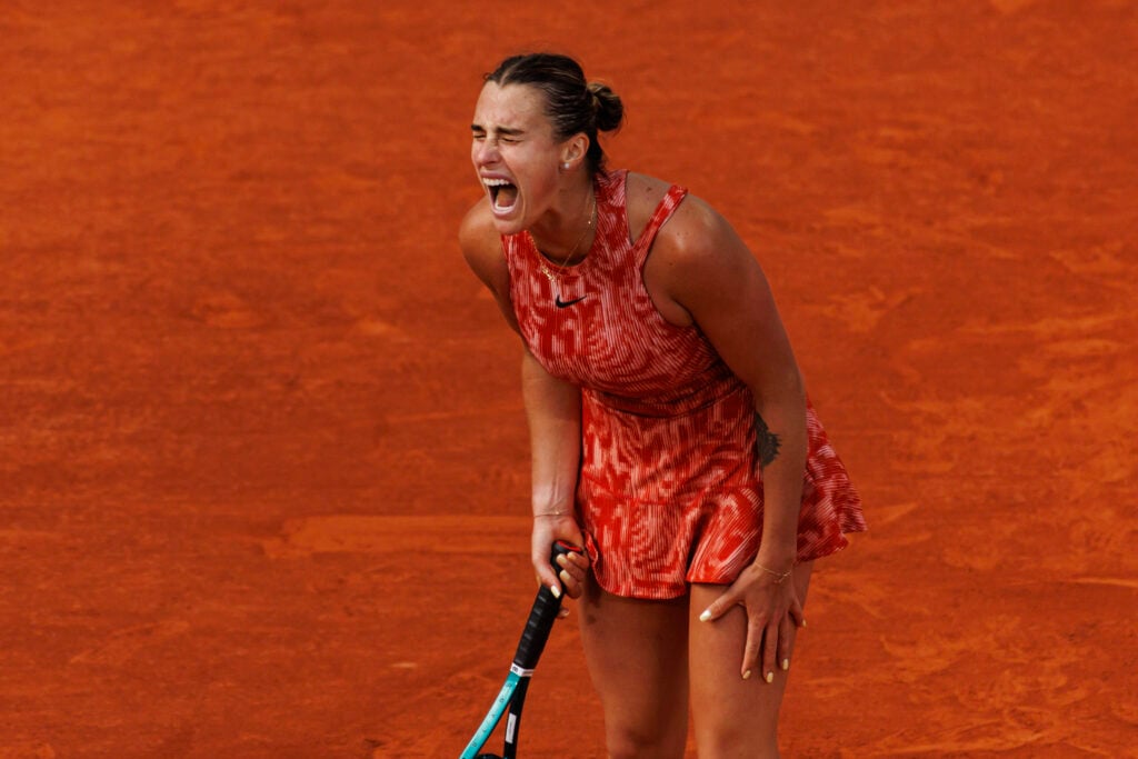 Aryna Sabalenka shouts