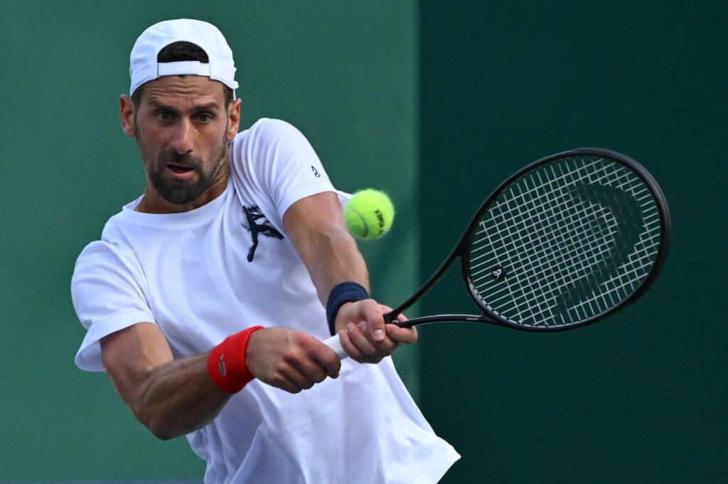 Novak Djokovic pictured in training at the 2025 Shanghai Masters
