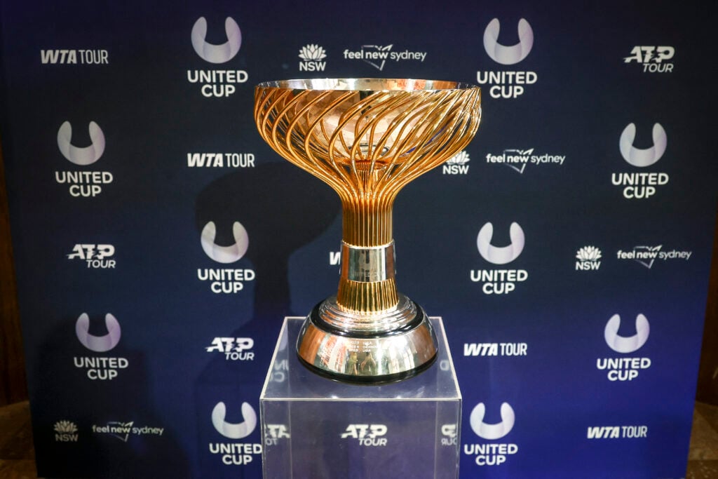The United Cup trophy on display ahead of the 2026 tournament