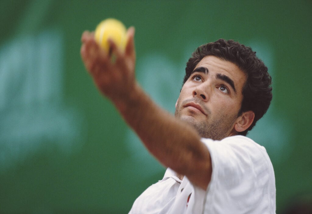 Pete Sampras serves to Michael Chang in 1996