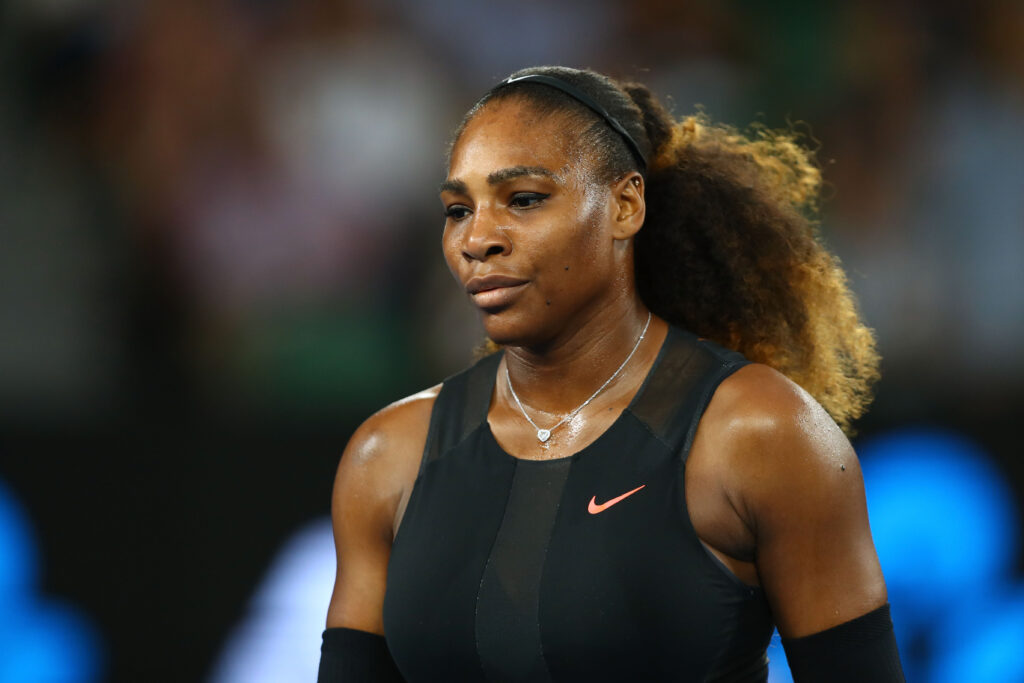 Serena Williams looks on during her match against Lucie Safarova at the 2017 Australian Open.