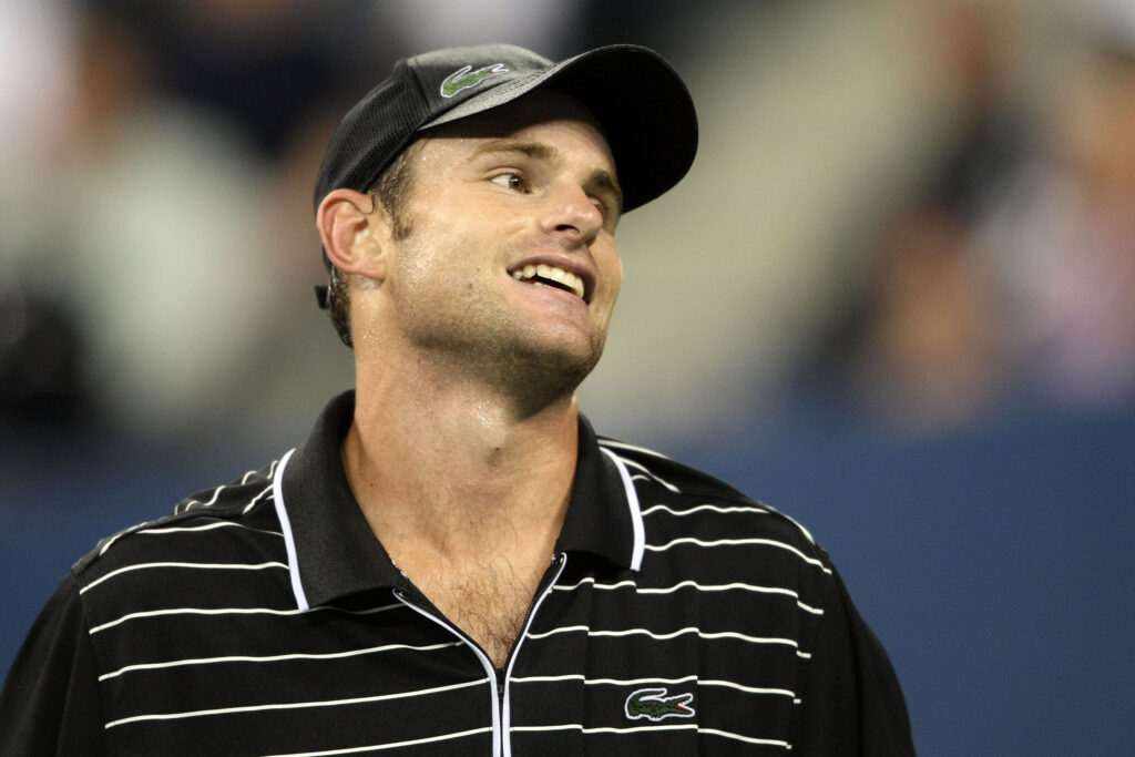 Andy Roddick reacting at the 2008 US Open.