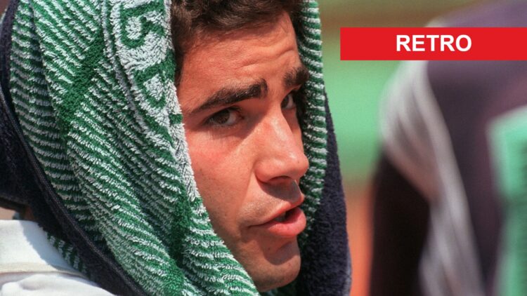 Image of Pete Sampras reacting during the 1996 French Open