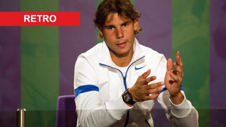 Image of Rafael Nadal speaking to the media during the 2011 Wimbledon Championships