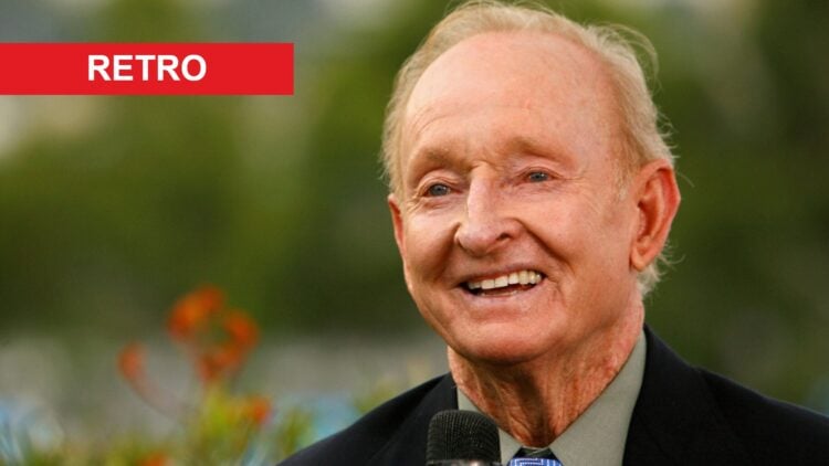 Image of Rod Laver speaking to the media during the 2012 Australian Open