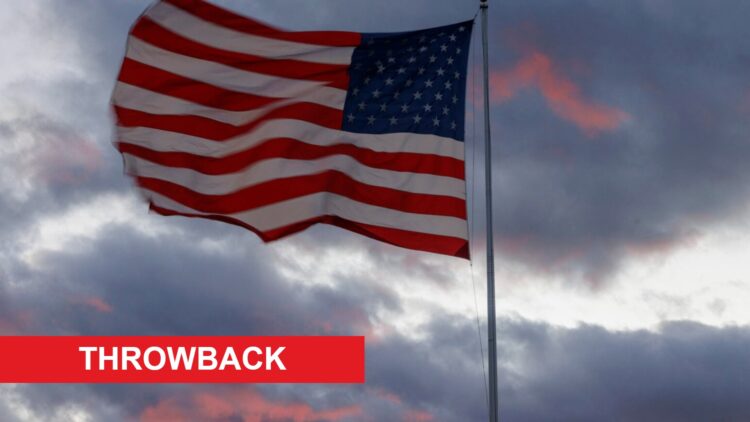 Image of the USA flag waving in the wind in Indiana