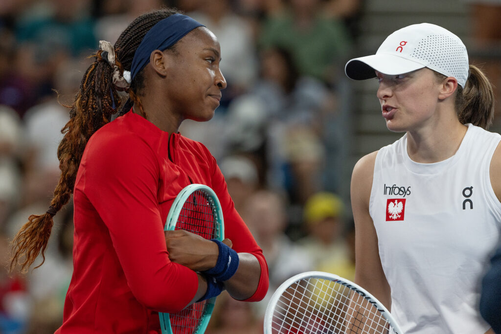 Coco Gauff and Iga Swiatek talking at the 2025 United Cup.