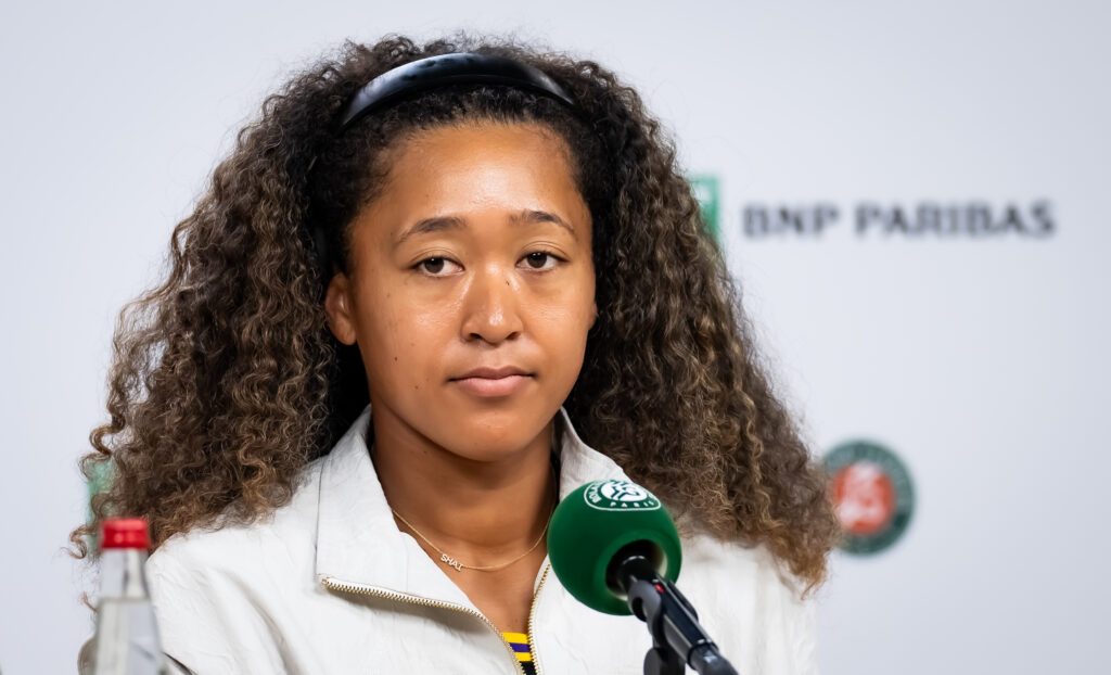 Naomi Osaka speaks to the media at the 2025 French Open