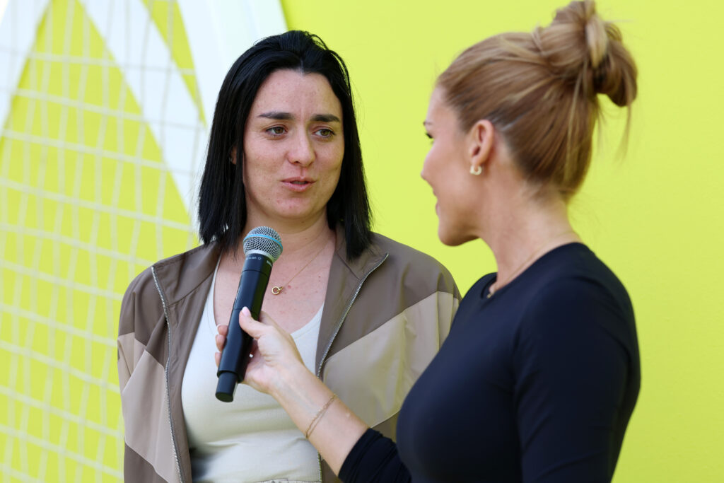 Ons Jabeur answers questions during the 2025 WTA Finals