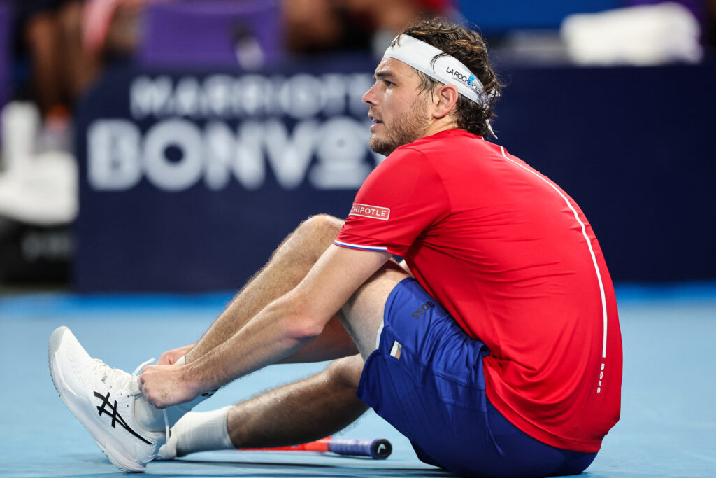 Taylor Fritz reacts at the United Cup in 2026.
