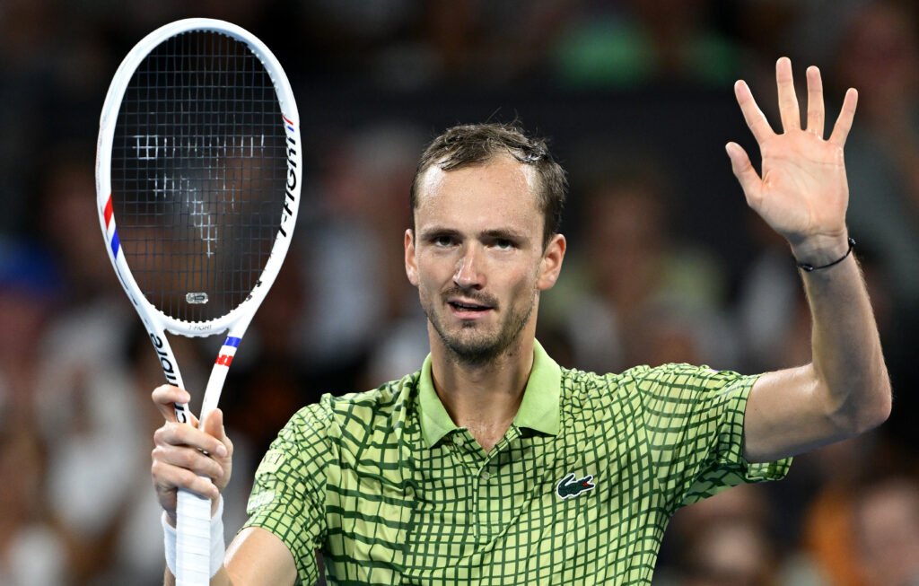 Daniil Medvedev celebrates.