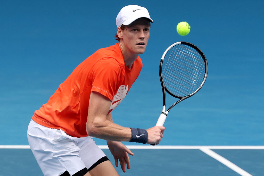 Jannik Sinner pictured in training ahead of the 2026 Australian Open