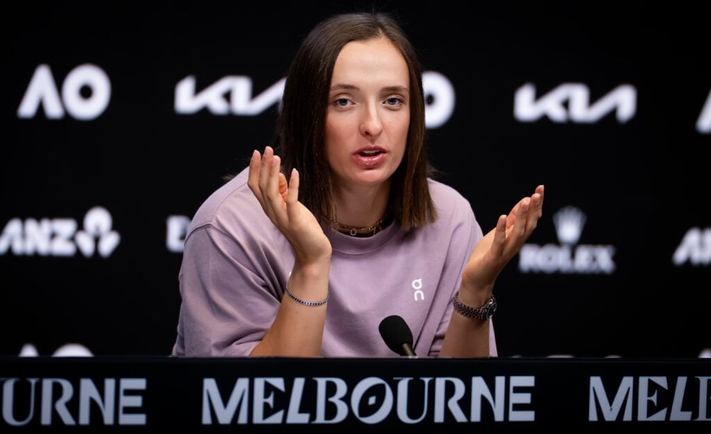 Iga Swiatek speaks to the media ahead of the 2026 Australian Open