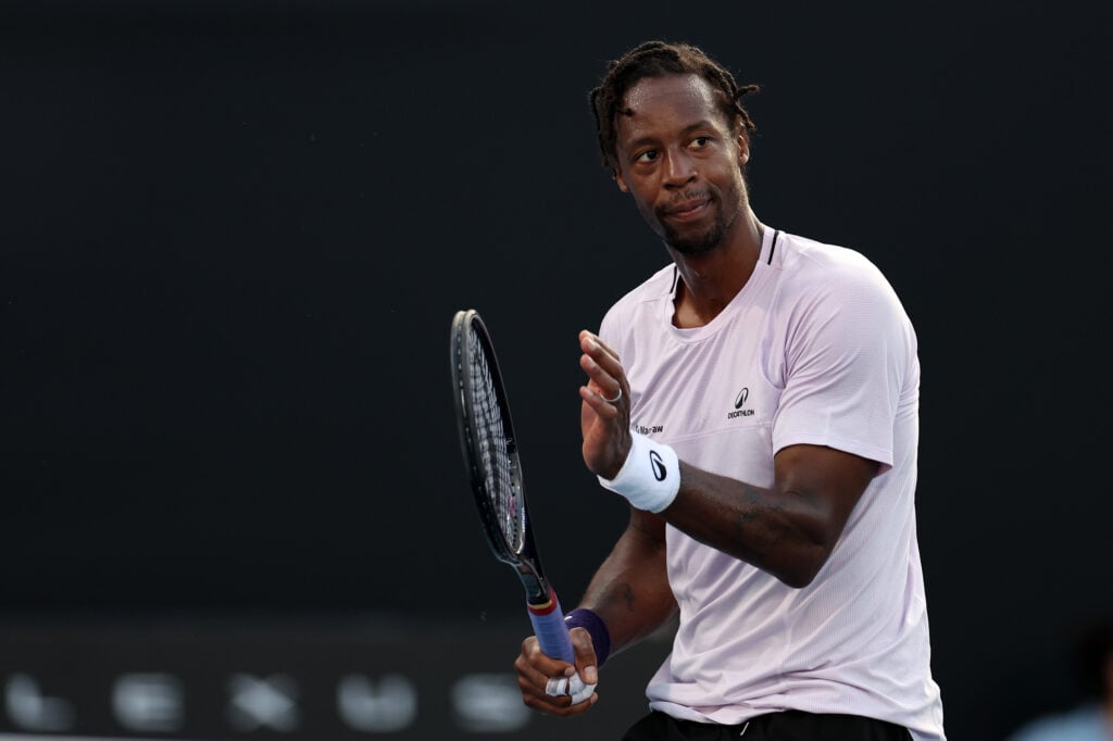 Gael Monfils plays at the 2026 ASB Classic