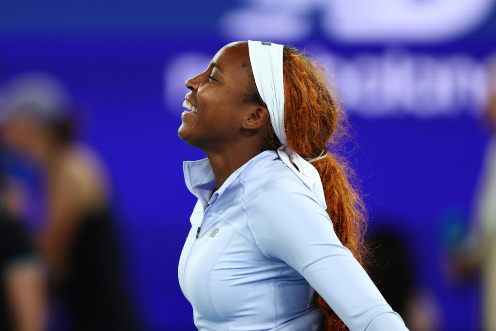 Coco Gauff reacts during the 2026 One Point Slam