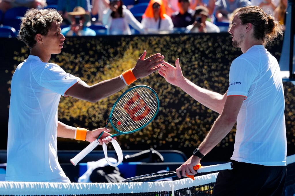 Alexander Zverev shakes hands with Gabriel Diallo after beating him at the 2026 Australian Open.