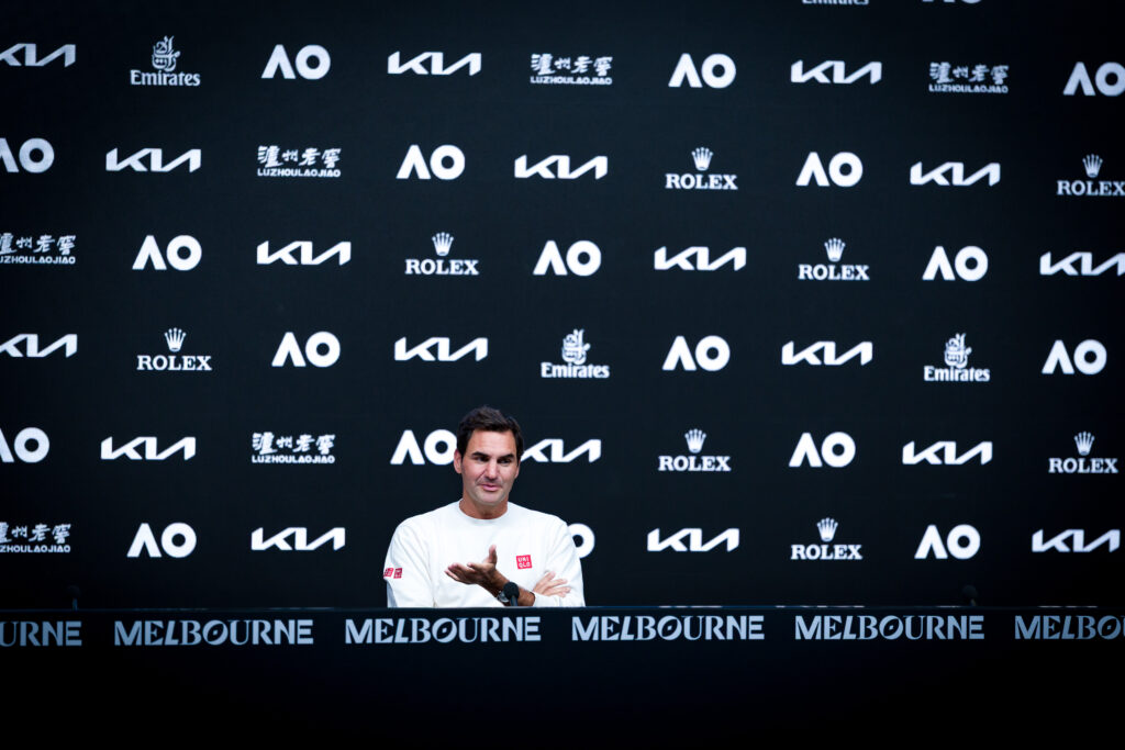Roger Federer at an Australian Open press conference.