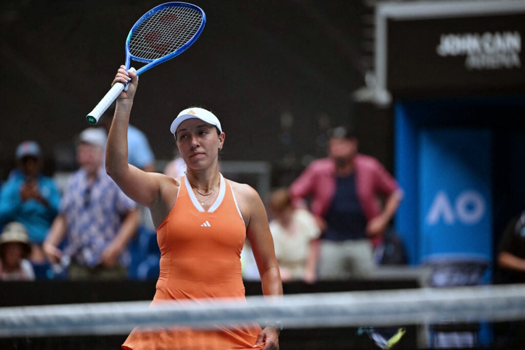Jessica Pegula celebrates after her victory against Anastasia Zakharova at the 2026 Australian Open.