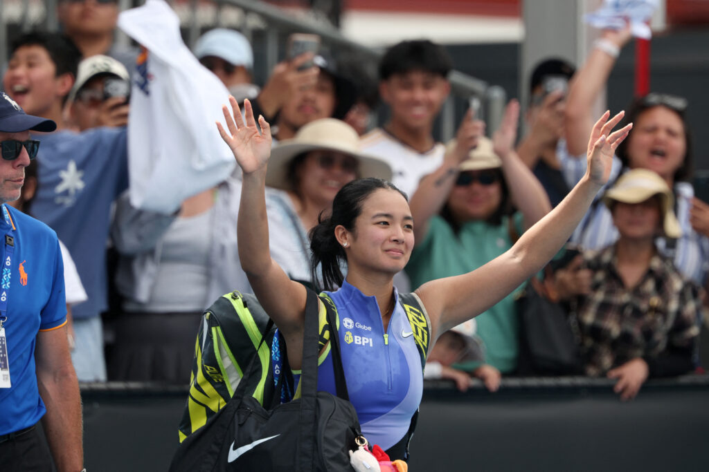 Alexandra Eala acknowledges fans at the 2026 Australian Open