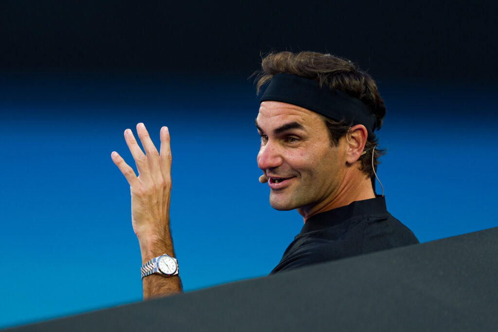 Roger Federer pictured during the 2026 AO Opening Ceremony