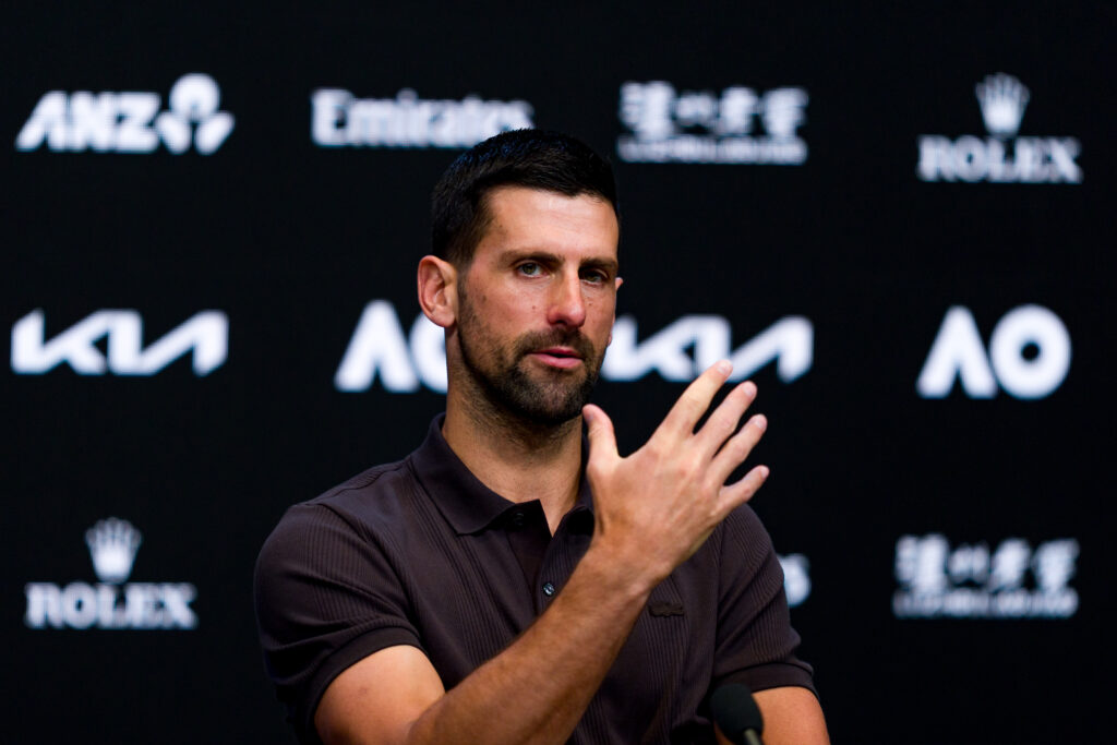 Novak Djokovic speaks to the media ahead of the 2026 Australian Open