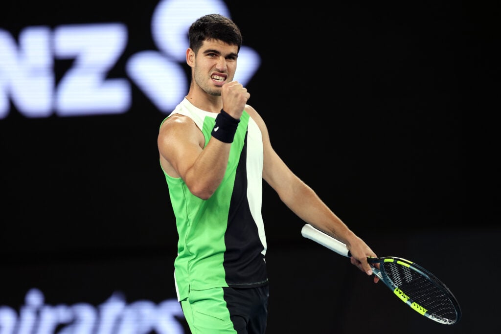 Carlos Alcaraz celebrates during the 2026 Australian Open