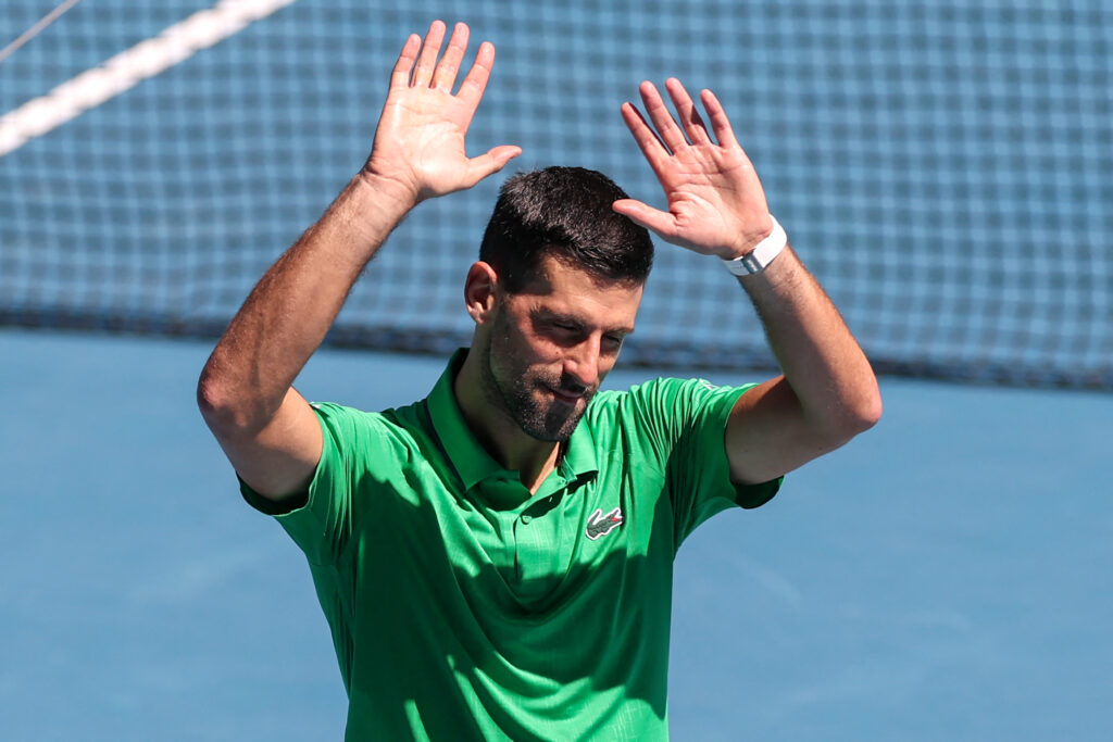 Novak Djokovic waves