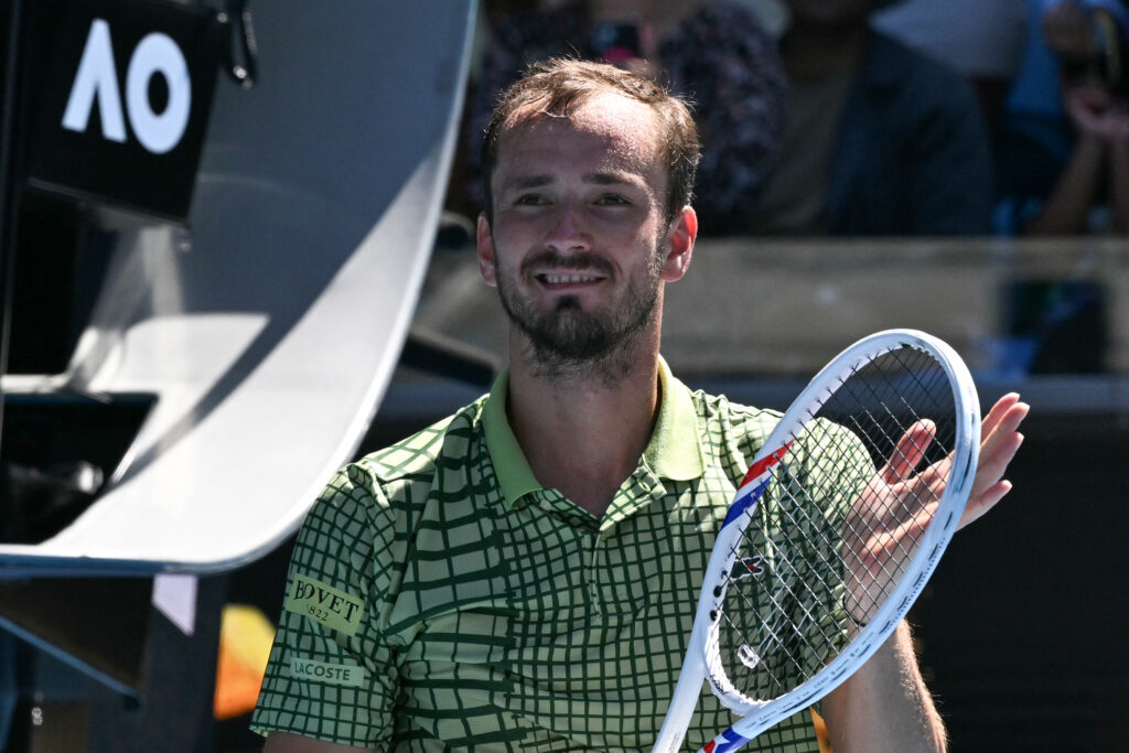 Daniil Medvedev reacts after winning his third-round match at the 2026 Australian Open