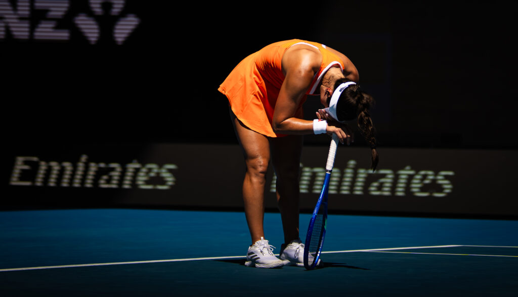 Jessica Pegula in action at the 2026 Australian Open.