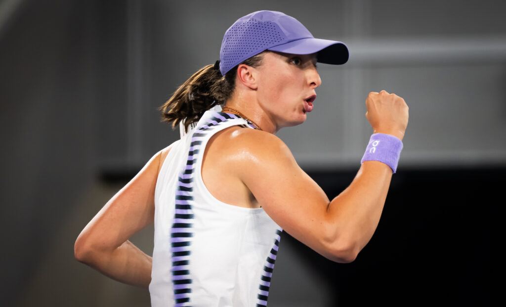 Iga Swiatek celebrates her third-round win at the 2026 Australian Open