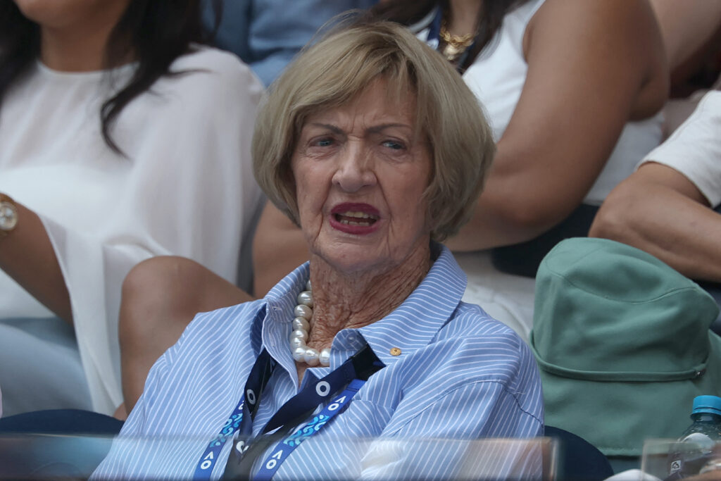 Margaret Court watching the action at the 2026 Australian Open