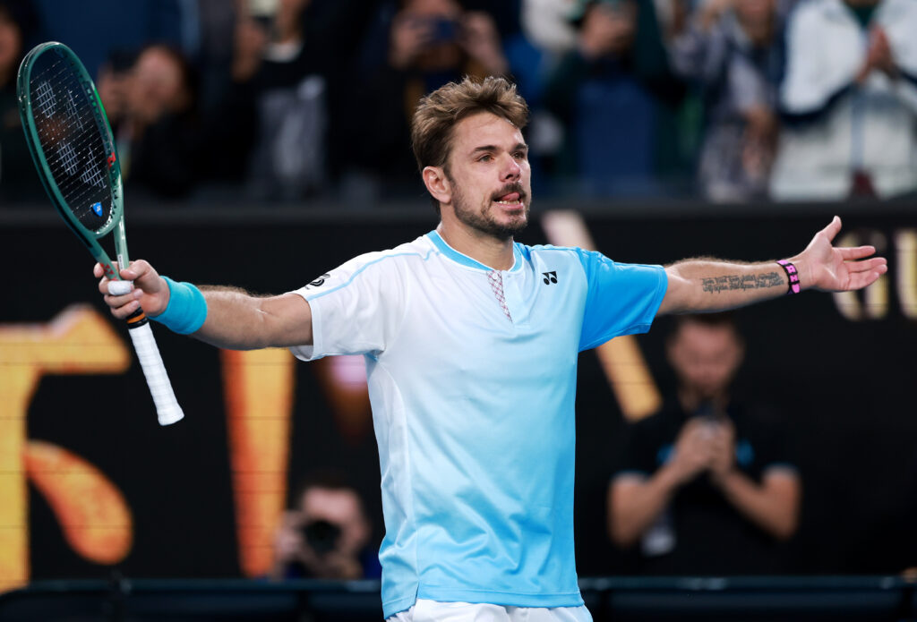 Stan Wawrinka celebrates at the Australian Open.