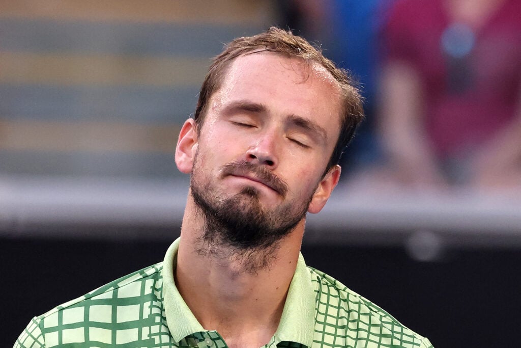 Daniil Medvedev reacts at the Australian Open.