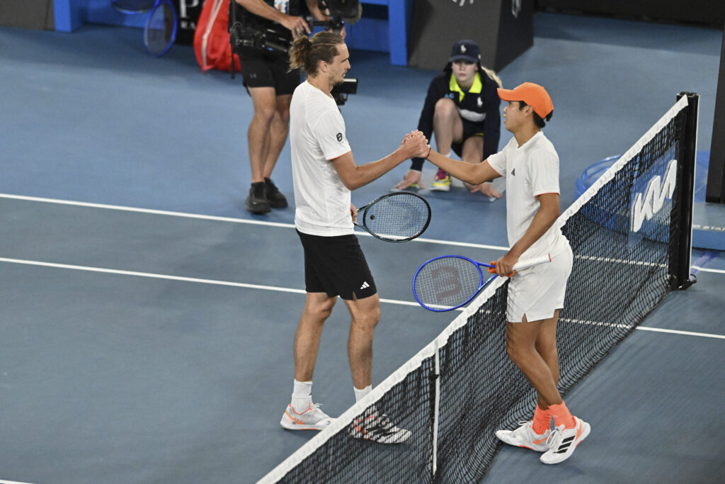 Alexander Zverev and Learner Tien shake hands at the 2026 Australian Open