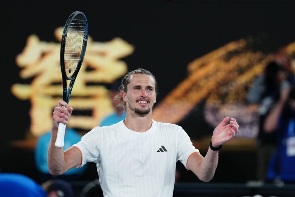 Alexander Zverev reacts at the 2026 Australian Open.