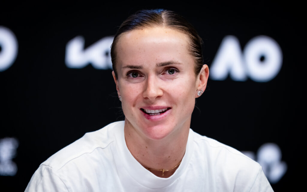 Elina Svitolina talks to the media after beating Coco Gauff in the 2026 Australian Open quarterfinals.