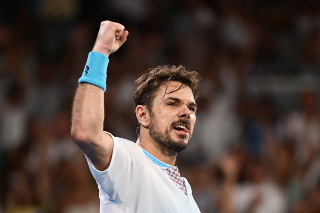 Stan Wawrinka celebrates during his third-round match at the 2026 Australian Open