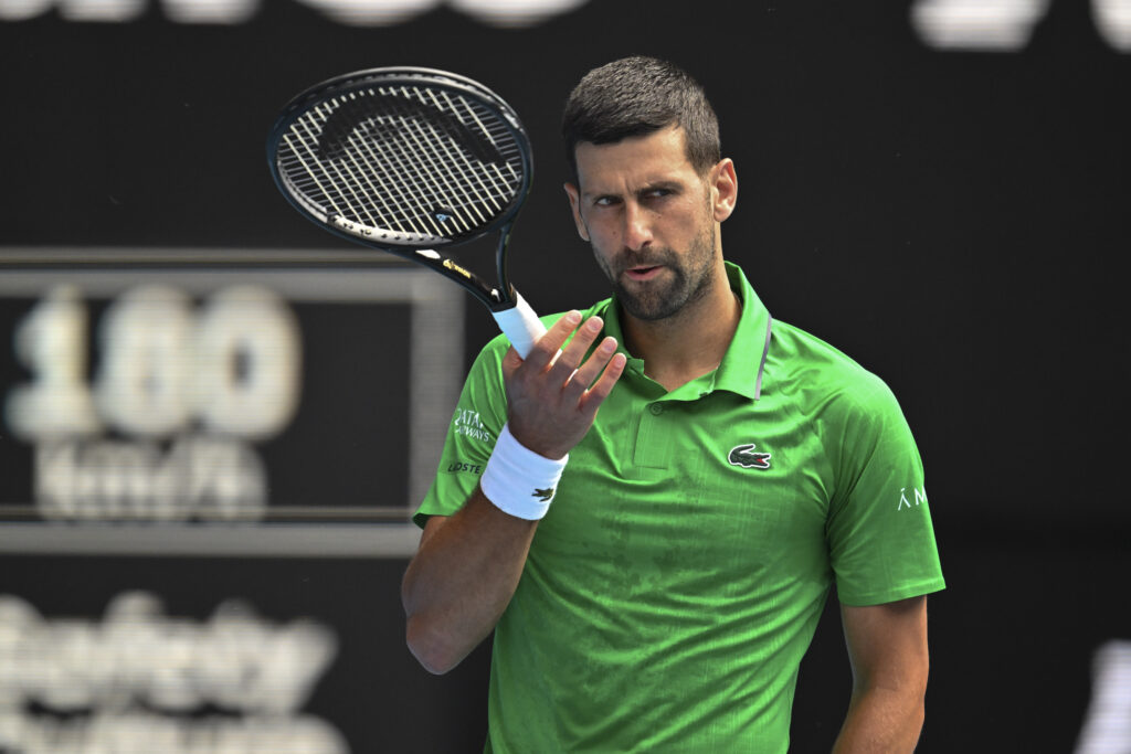 Novak Djokovic in action during the 2026 Australian Open