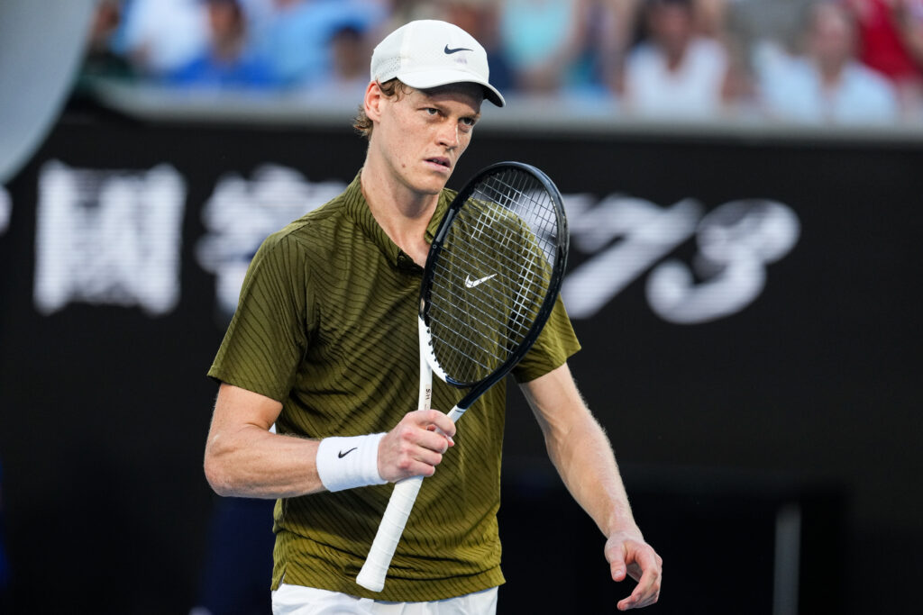 Jannik Sinner reacts at the 2026 Australian Open.