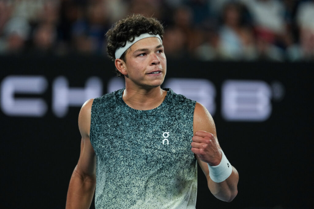 Ben Shelton reacts at the 2026 Australian Open.