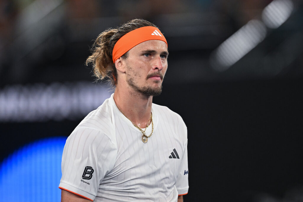Alexander Zverev looks on during his quarterfinal match against Learner Tien at the 2026 Australian Open.
