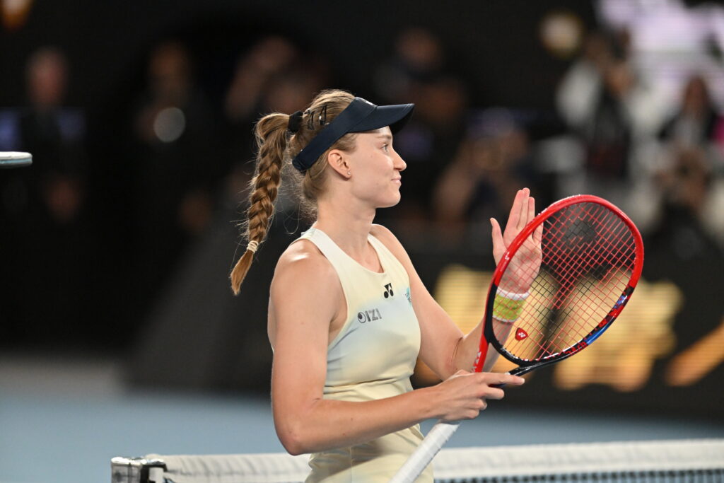Elena Rybakina celebrates after winning the 2026 Australian Open